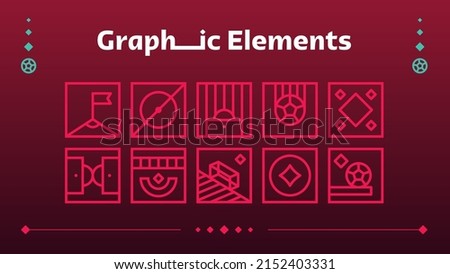 Qatar world Football 2022 or Soccer cup Championship design elements vector set. official color background. Vectors, Banners, Posters, Social Media kit, templates, scoreboard