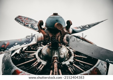 Old Plane Engine Front Shot Propellers 