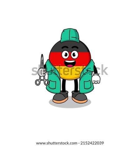 Illustration of germany flag mascot as a surgeon , character design