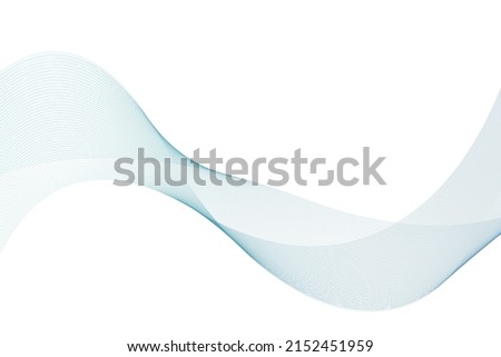 Turquoise abstract wavy lines flowing on a white background for technology, music, science and the digital world