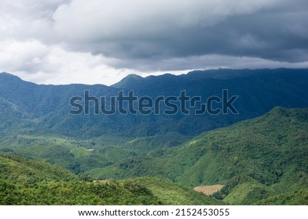 
Natural picture of green mountains and rain clouds, Nan Province, Thailand
