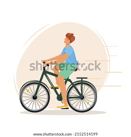 World bicycle day. Man on the bicycle. 