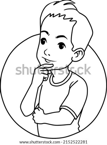 child is thinking line vector illustration isolated on white background