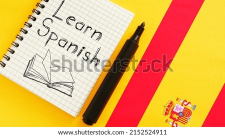 Learn Spanish language is shown using the text and picture of flag