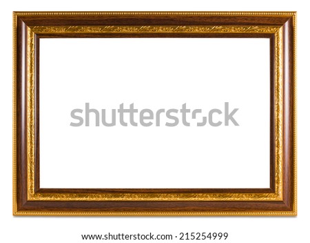 Vintage Golden frame with empty space isolated on white background. 