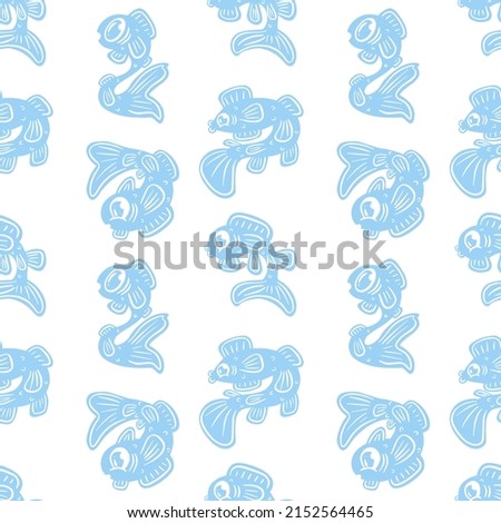 Cartoon Repeating Pattern Fish and Fishes Illustration