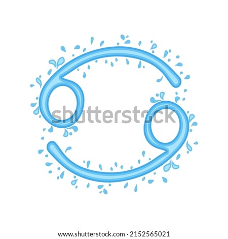 Vector Cancer icon. Zodiac sign Cancer in water style.