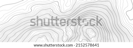 The black on white contours vector topography stylized height of the lines. The concept of a conditional geography scheme and the terrain path. Ultra wide. Map on land vector terrain Illustration. Royalty-Free Stock Photo #2152578641