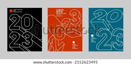 2023 colorful set of Happy New Year posters. Abstract design typography logo 2023 for vector celebration and season decoration, backgrounds, branding, banner, cover, card and or social media template. Royalty-Free Stock Photo #2152623495