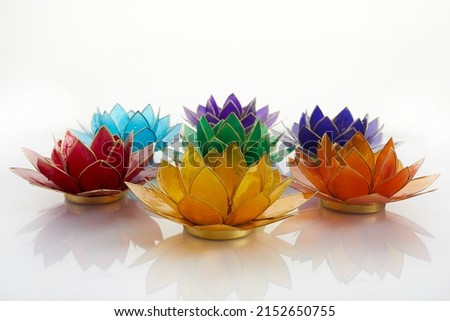 Happy Vesak Day Buddha Purnima Background. Candles during Vesak day celebration. Royalty-Free Stock Photo #2152650755