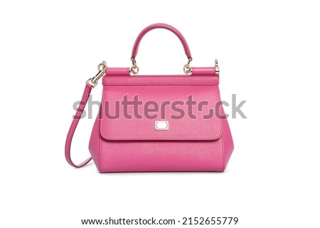 Women's Pink Leather Bag Handbag Isolated on White Background in front Royalty-Free Stock Photo #2152655779