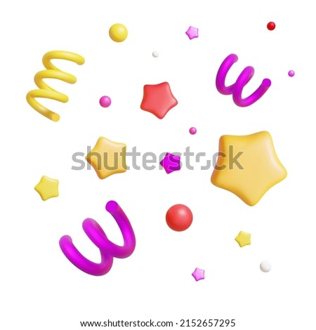 3d Party Confetti Plasticine Cartoon Style Symbol of Surprise Isolated on a White Background. Vector illustration Royalty-Free Stock Photo #2152657295