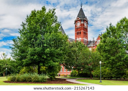 Historic building and campus at Auburn University in Auburn, Alabama Royalty-Free Stock Photo #215267143