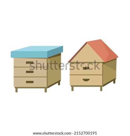 Two man made beehive isolated on white background. Clip art illustration.