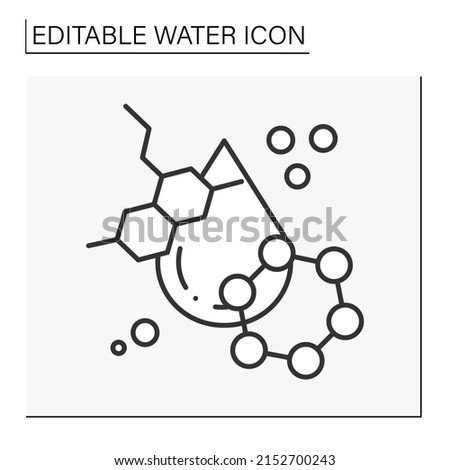  Drop line icon. Water chemical structure. H2O formula. Water concept. Isolated vector illustration. Editable stroke Royalty-Free Stock Photo #2152700243