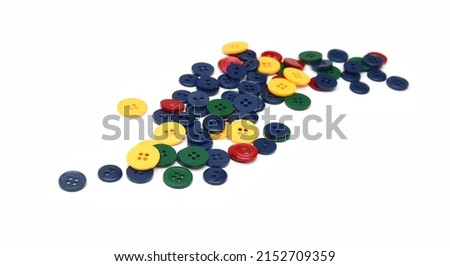 Sewing, Plastic , Colorful buttons background on white background