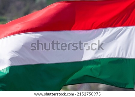 the Hungarian flag fluttering in the wind