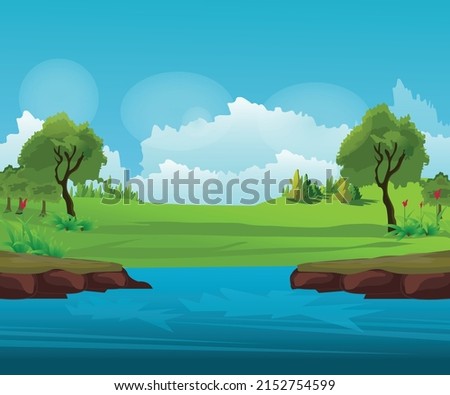 jungle landscape with blue river
