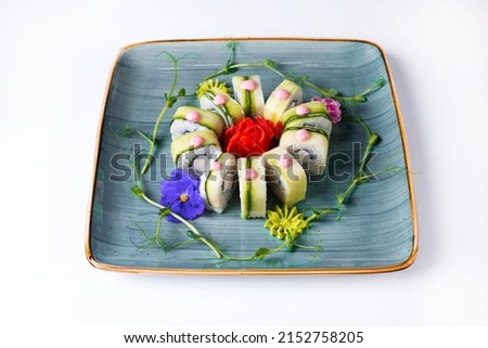 Sushi menu. Japanese food. Sushi rolls on a white background