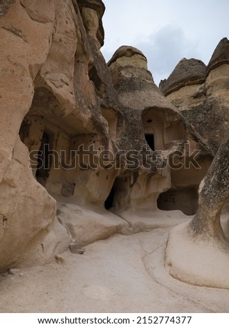 Rock formations and landscape in Cappadocia, Turkey