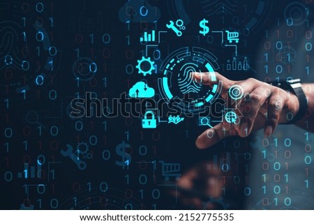 High technology security protection concept. Two-step verification, login, encrypted account identities to securely sign in or get a verification code.
