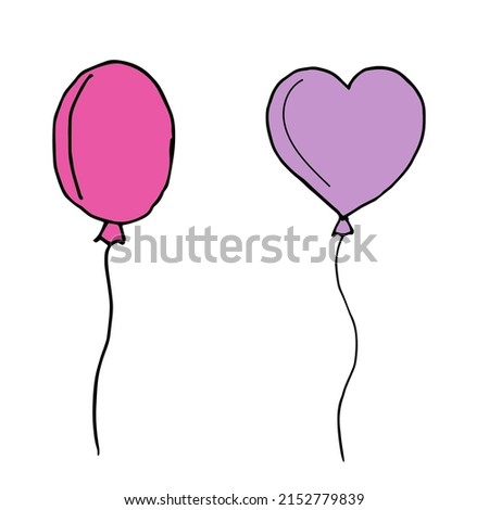 vector illustration two balloons. Pink and purple hot air balloon