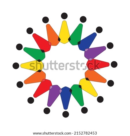 Abstract colorful crown people logo icon, minimal style illustration design.  Family Teamwork Emblem Symbol Logotype vector diversity inclusion concept inclusive culture team group icon graphic sign 