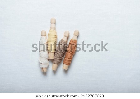 Concept of handmade silk ribbons in various colors, selective focus image