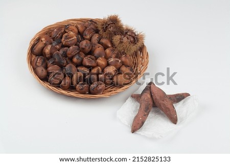 Chestnuts grown in autumn are roasted and eaten over a fire.