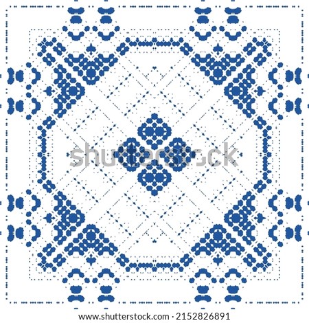 Ceramic tiles azulejo portugal. Vector seamless pattern poster. Minimal design. Blue ethnic background for T-shirts, scrapbooking, linens, smartphone cases or bags.