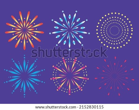 Clip art of fireworks set.