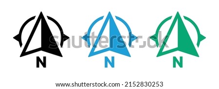 North direction icon set. North compass symbol in different color design. Vector illustration