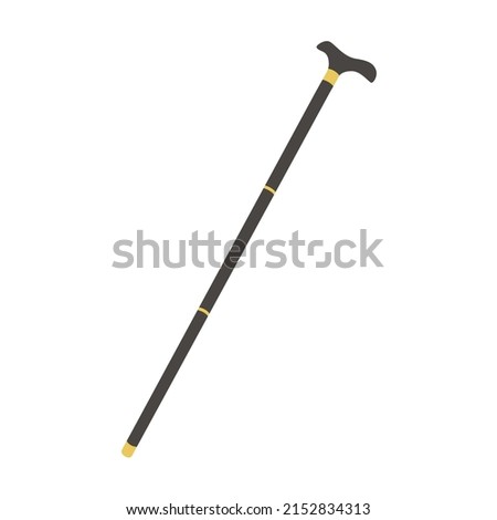 Gentleman Cane Flat Illustration. Clean Icon Design Element on Isolated White Background