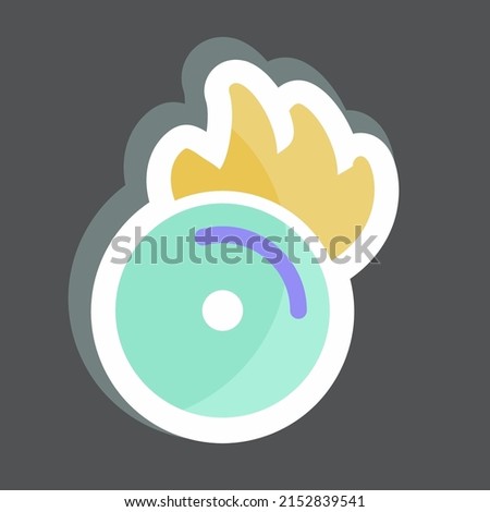 Sticker CD on Fire. suitable for music symbol. color mate style. simple design editable. design template vector. simple symbol illustration