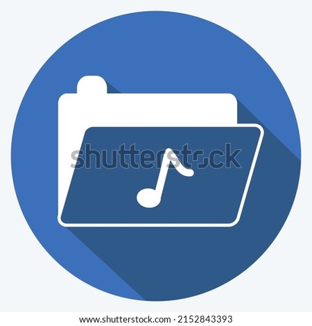 Icon Music Folder. suitable for music symbol. long shadow style. simple design editable. design template vector. simple symbol illustration