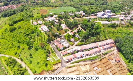 Aerial Photography Residential housing on a hilltop in the Cikancung area, Indonesia