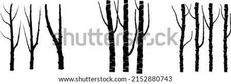 set of three silouette tree trunk.