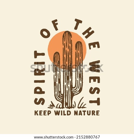 cactus illustration wild west design desert vintage Royalty-Free Stock Photo #2152880767