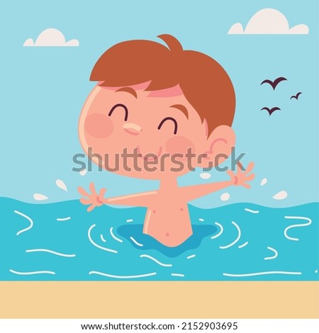 boy playing in the sea