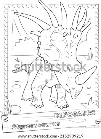 Styracosaurus. Dinosaurs. Education or kids coloring activity. Vector.
