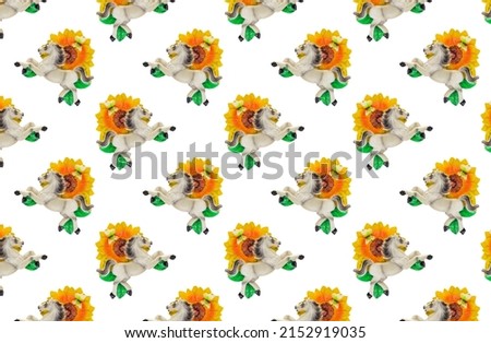 Seamless pattern with a horse on a white background.