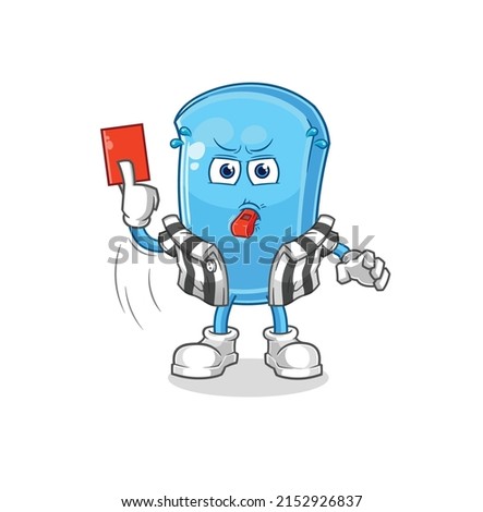 the ski board referee with red card illustration. character vector