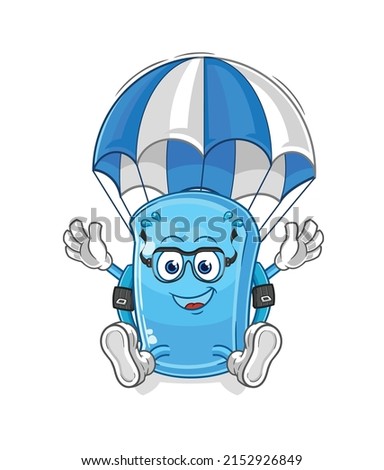 the ski board skydiving character. cartoon mascot vector