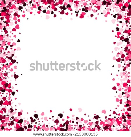 Red heart square frame with space for text. Background for Valentine's Day or Weddings and Mother's Day. Vector illustration
