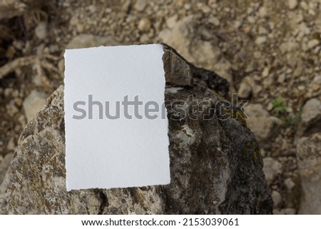 Mockup greeting cards, top view, flatlay on a stone background, place for your text. For presentation your art, wedding greeting cards.