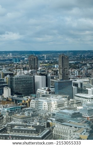 City Landscape: Beautiful view of Central London, Canary wharf, Shard, Tower Bridge, St. Paul Cathedral  