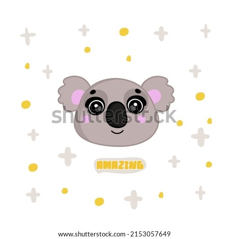 Cute vector illustration of cute koala character. Cartoon character for kids, toddlers and babies fashion. Idea for t-shirt design.