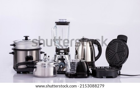 Small modern kitchen appliances - Isolated on neutral background Royalty-Free Stock Photo #2153088279
