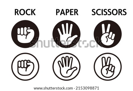 Monochrome simple hand icon set (rock paper scissors).
Easy-to-use vector material
