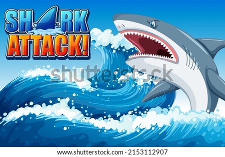Shark attack banner concept with aggressive shark illustration